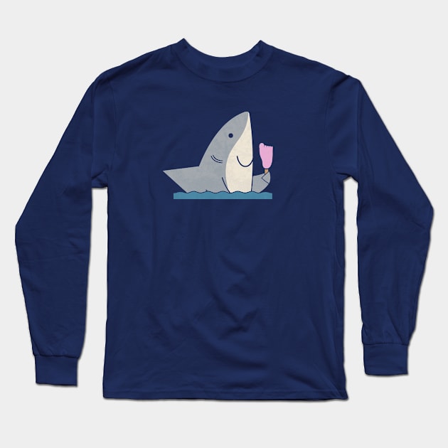 Ice Cream Shark Long Sleeve T-Shirt by HandsOffMyDinosaur